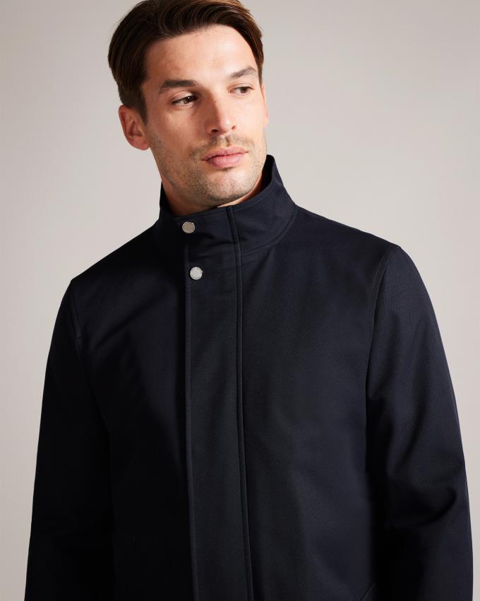 Manteau Ted Baker Funnel Neck With Removable Lining Bleu Marine Homme | IWD-27544276